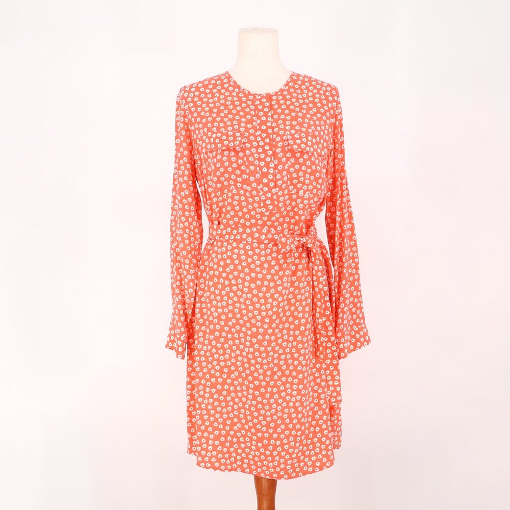 J. MCLAUGHLIN 100% Silk Half Placket Long Sleeve Dress Orange Size M